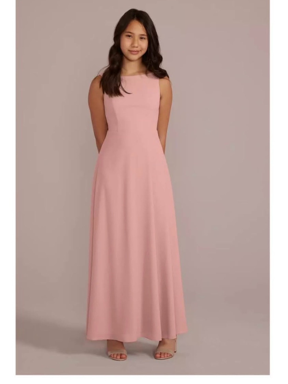 David's Bridal Blush Pink Formal Maxi Dress for Kids
